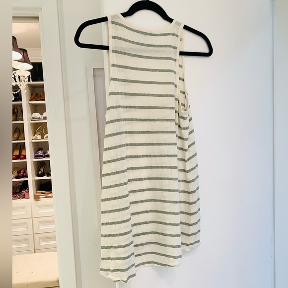 Theory Olive Striped Pima Cotton Tank - Picture 4 of 5